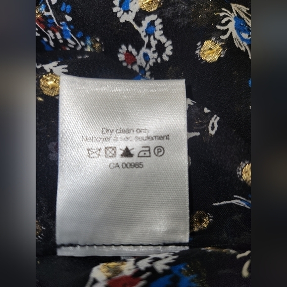 Veronica Beard Flynn Cold-Shoulder Floral Metalic Print Silk Blouse Size 2 - Picture 14 of 15